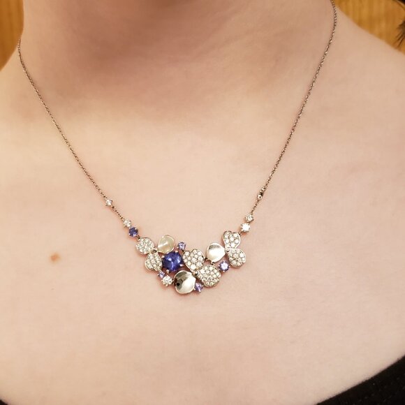Tiffany & Co. Paper Flower Diamond and Tanzanite Necklace. - Picture 2 of 8
